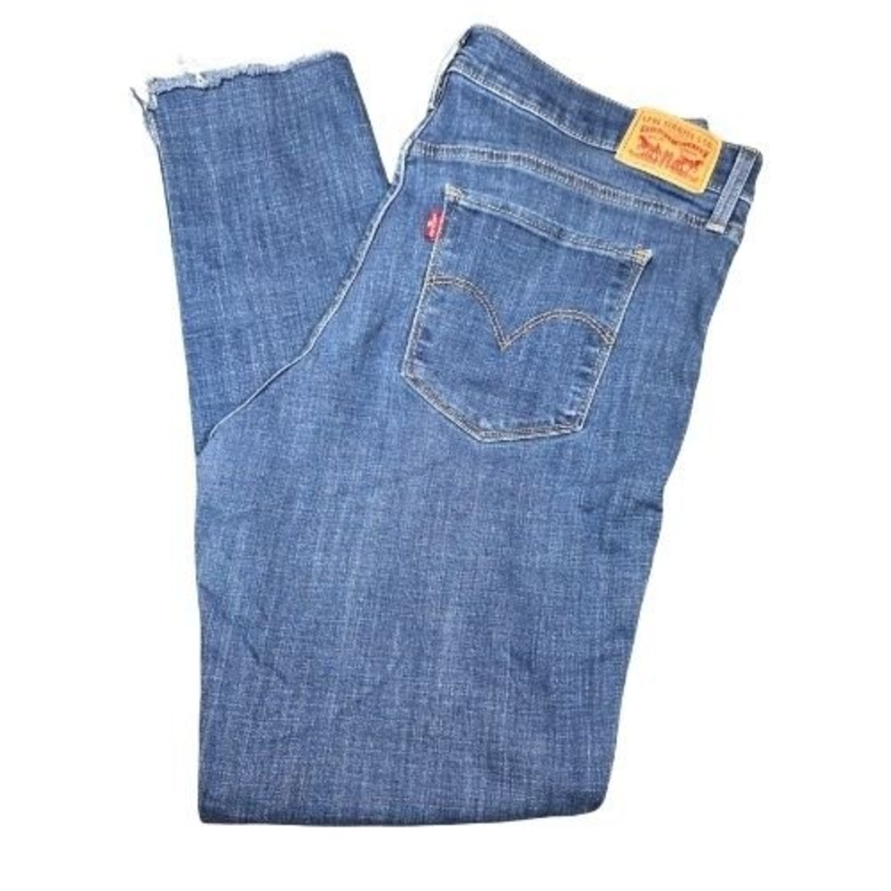 Levis 711 Skinny Jeans Womens 35x29 Medium Wash Raw Hem Mid Rise Denim Stretch